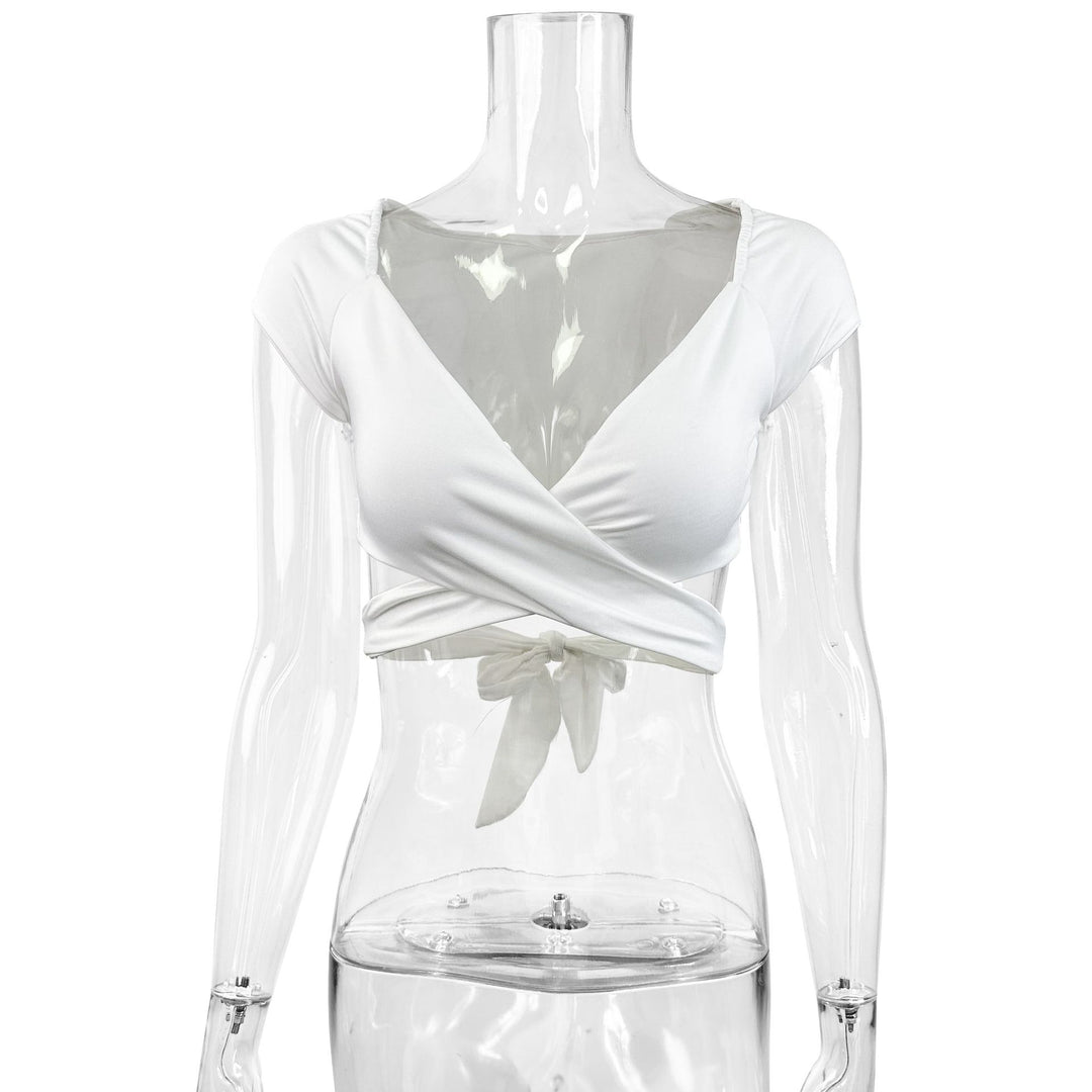 Damen Crop-Top mit elegantem Wickeldesign Lisslune
