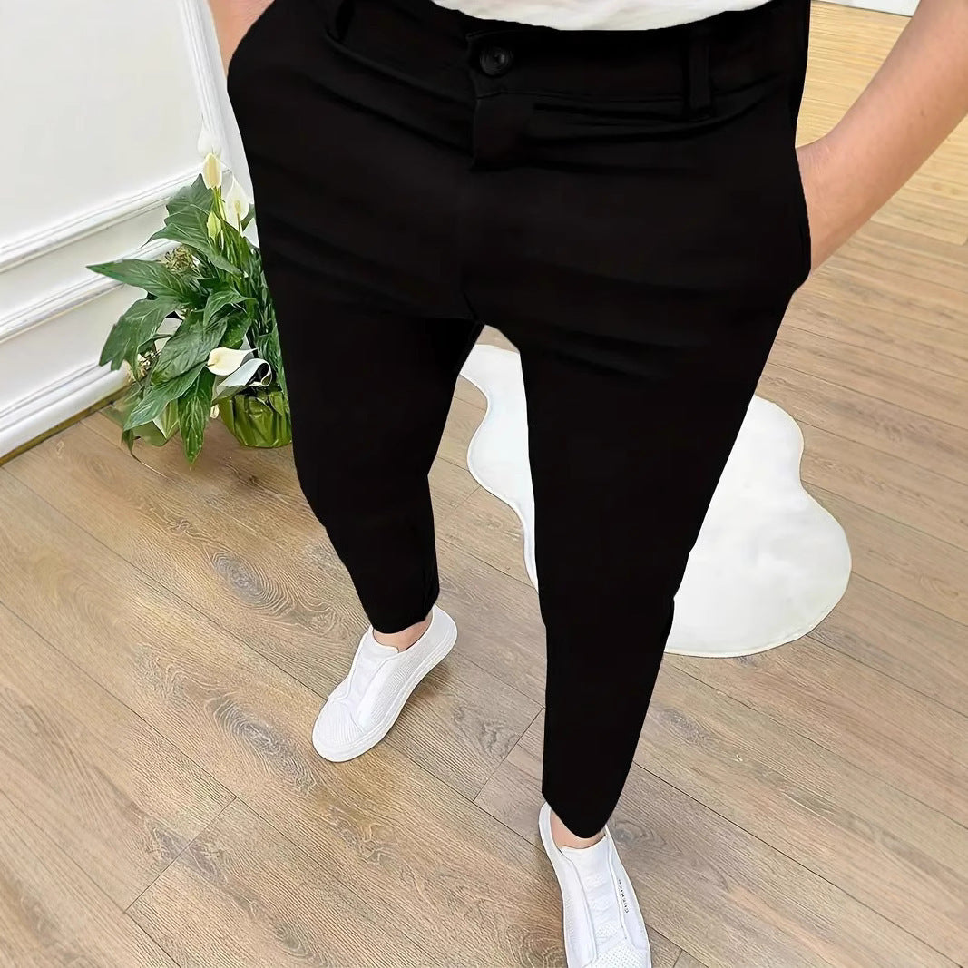 Men's Fashion Slim-Fit Pants with Elastic Waistband and Practical Pockets Lisslune