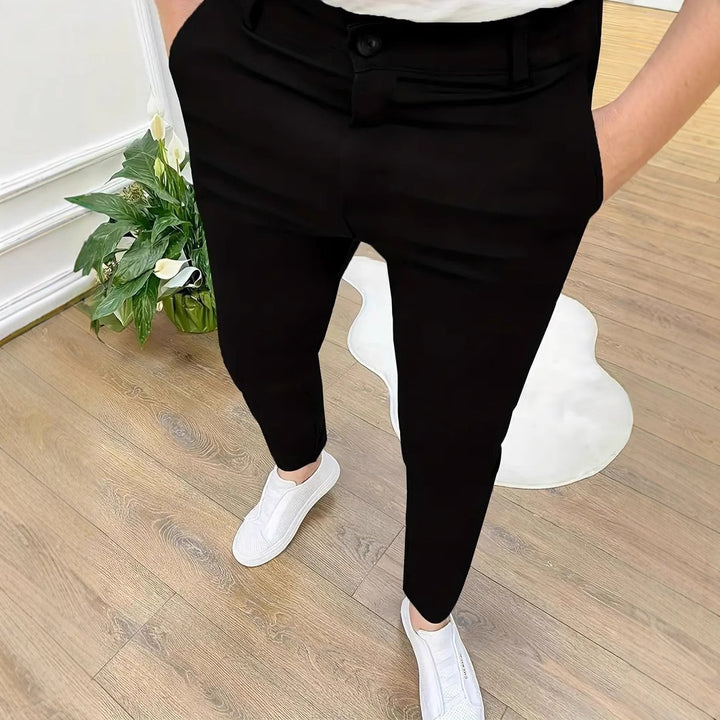 Men's Fashion Slim-Fit Pants with Elastic Waistband and Practical Pockets Lisslune
