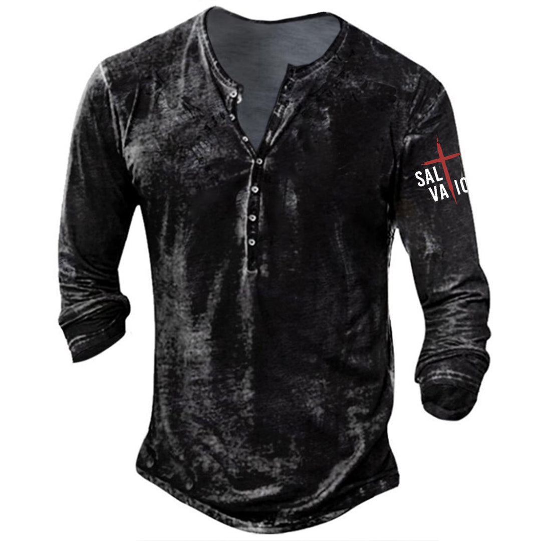 Men's casual long-sleeve shirt with button placket Lisslune