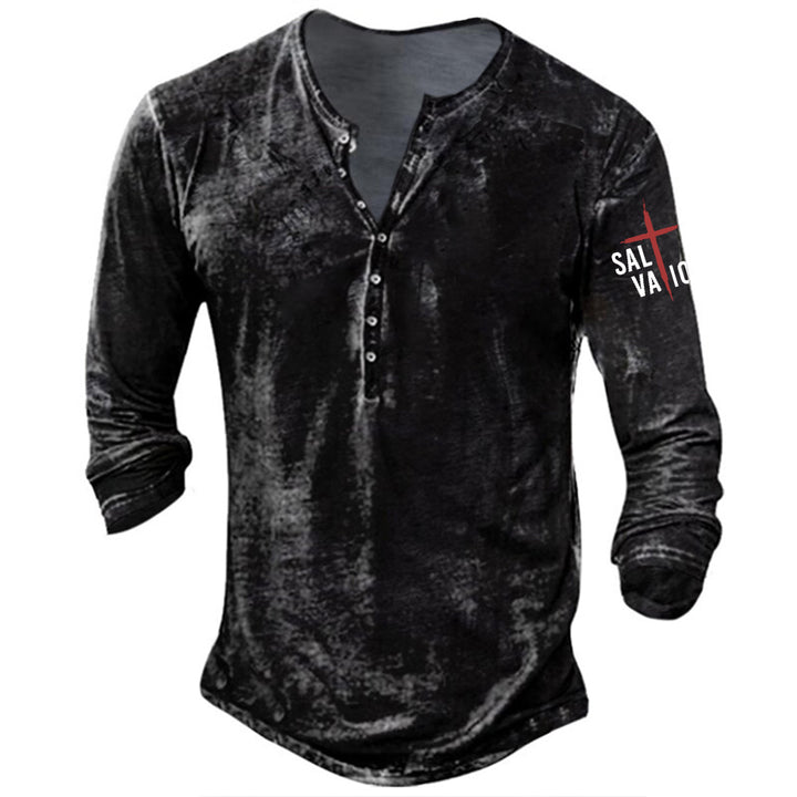 Men's casual long-sleeve shirt with button placket Lisslune
