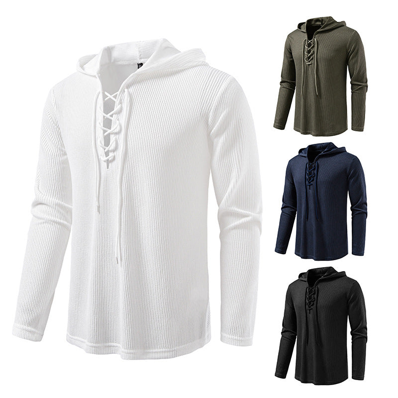 Men's hoodie with innovative lacing and textured design Lisslune