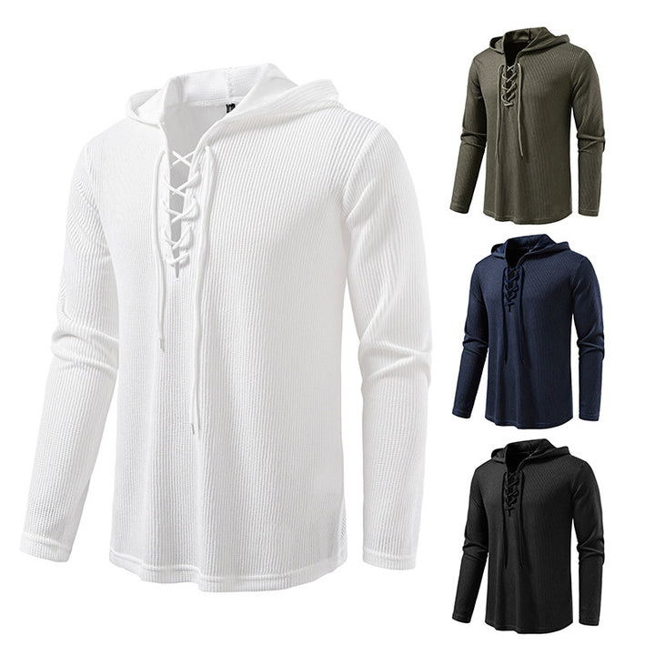Men's hoodie with innovative lacing and textured design Lisslune