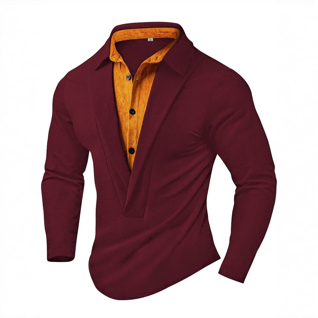 Men's Elegant Long Sleeve Shirt with Modern Collar and Textured Design Lisslune