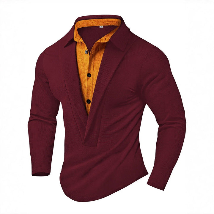 Men's Elegant Long Sleeve Shirt with Modern Collar and Textured Design Lisslune