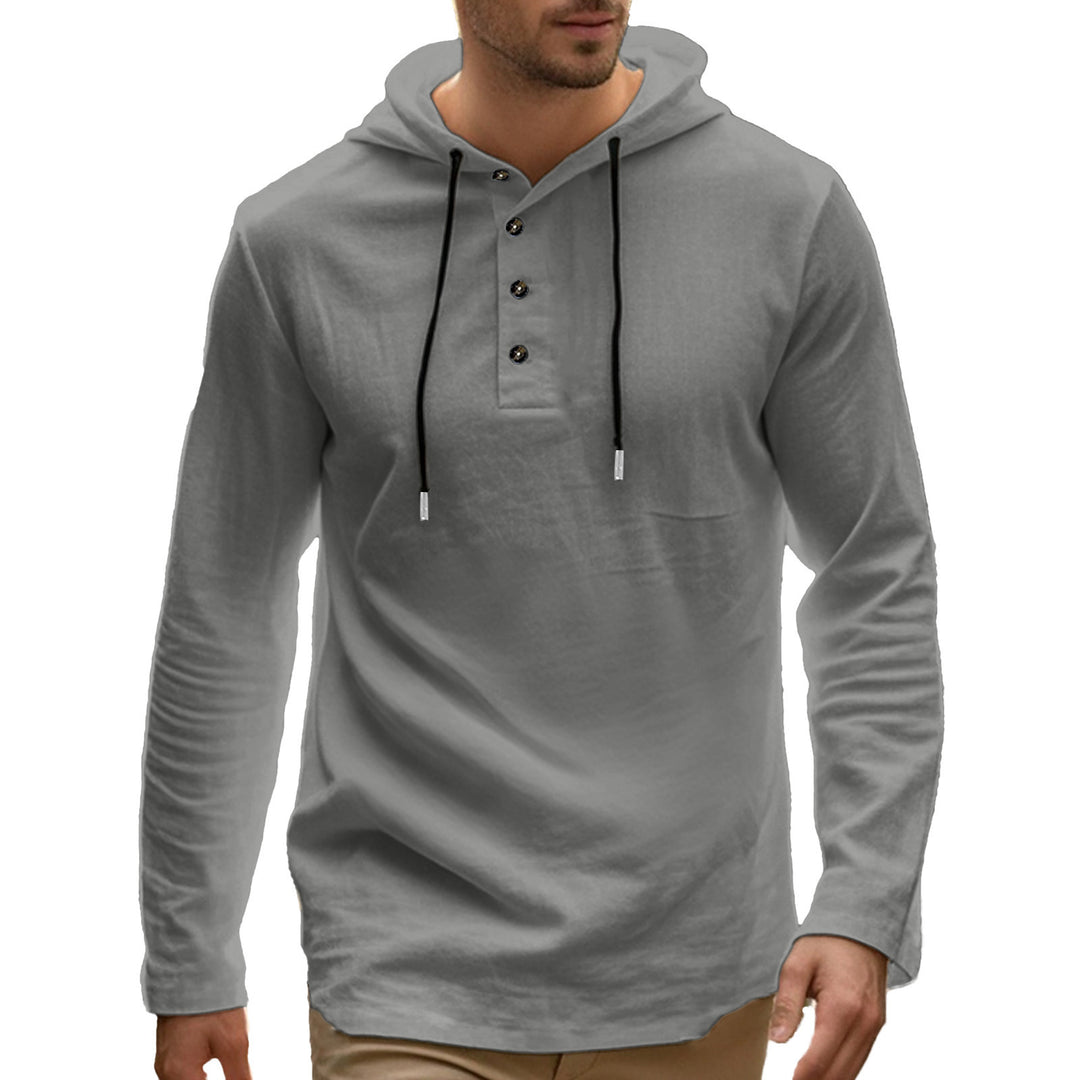 Men's sporty hoodie made of breathable material with button placket Lisslune