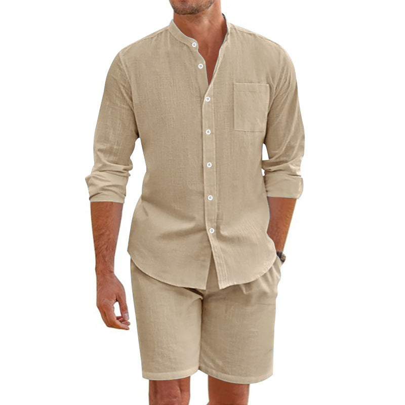 Men's casual short-sleeve shirt with turn-up sleeves and loose fit Lisslune