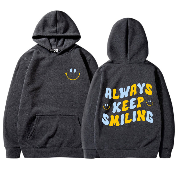 Ladies hoodie with cheerful lettering and practical kangaroo pockets Lisslune