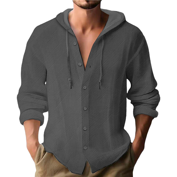 Men's Hooded Blouse with Textured Design Lisslune