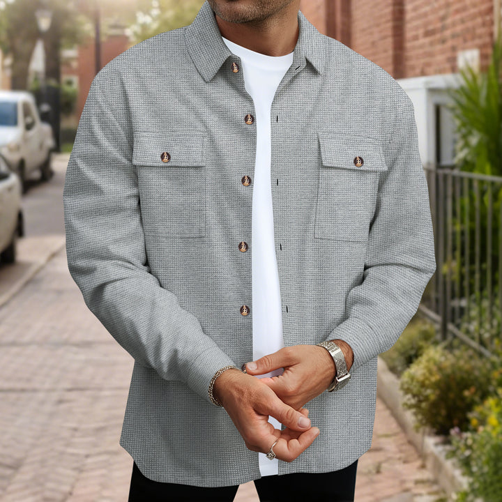Men's casual checkered shirt jacket with practical chest pockets and fabric pattern Lisslune
