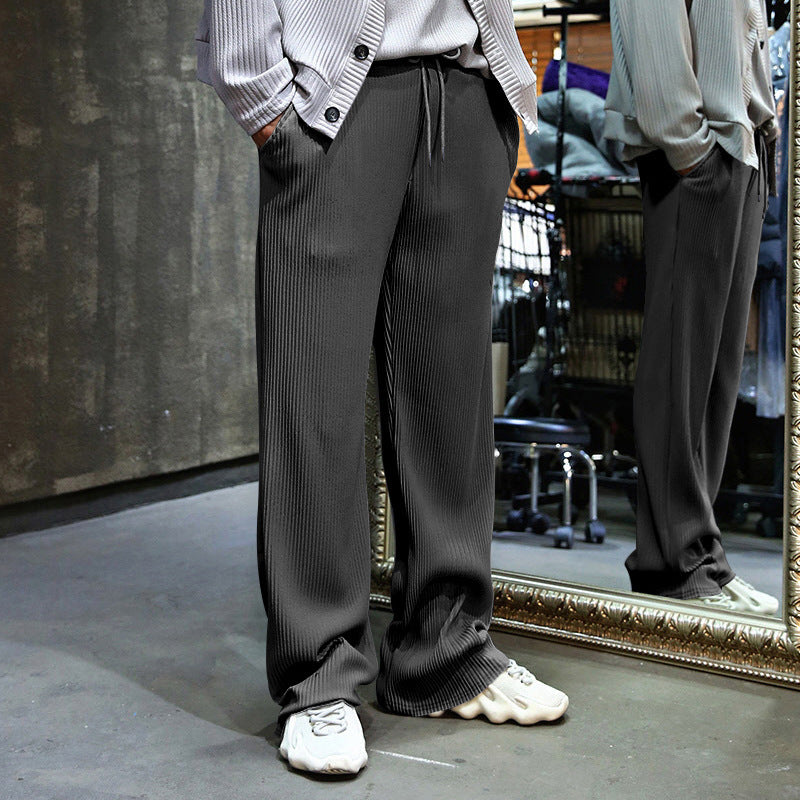 Men's sporty ribbed training pants with adjustable waistband and side pockets Lisslune