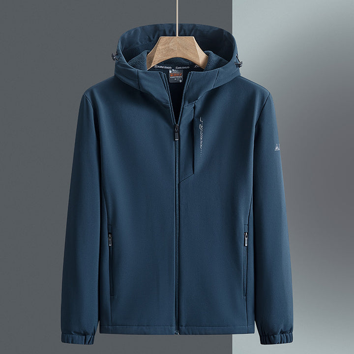 Men's Softshell Jacket with Breathable Properties and Adjustable Hood Collar Lisslune