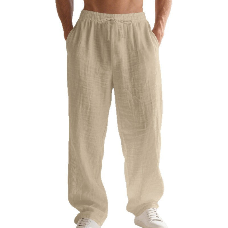 Men's relaxed linen trousers with elastic waistband and loose fit Lisslune
