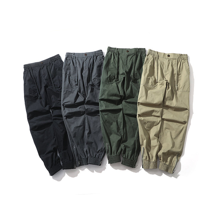 Men's sporty cargo pants with elastic waistband and practical pockets Lisslune