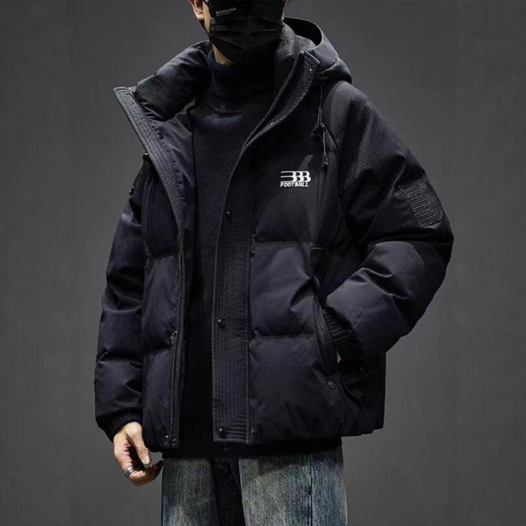 Men's Quilted Winter Jacket with Practical Hood and Durable Outer Material Lisslune