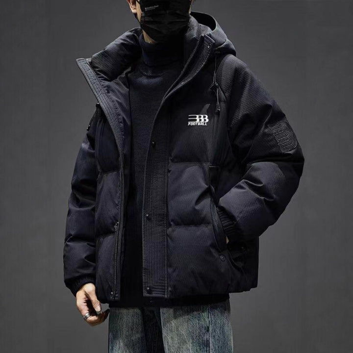 Men's Quilted Winter Jacket with Practical Hood and Durable Outer Material Lisslune