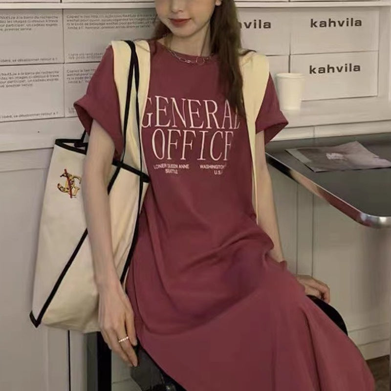 Women's Casual T-Shirt Dress with Creative Slogan Lisslune