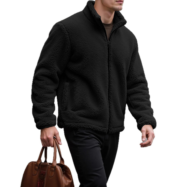 Men's cozy fleece jacket with high collar and practical pockets Lisslune