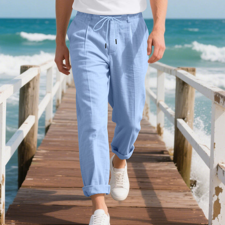 Men's Lightweight Casual Pants with Elastic Waistband and Side Drawstring Lisslune