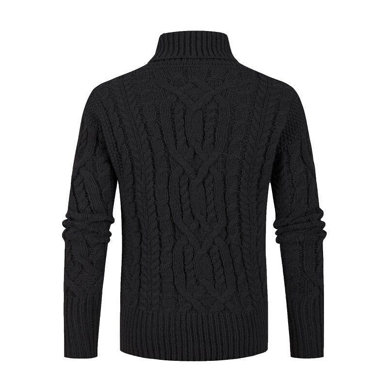 Men's chunky knit sweater with shawl collar and refined cable pattern Lisslune