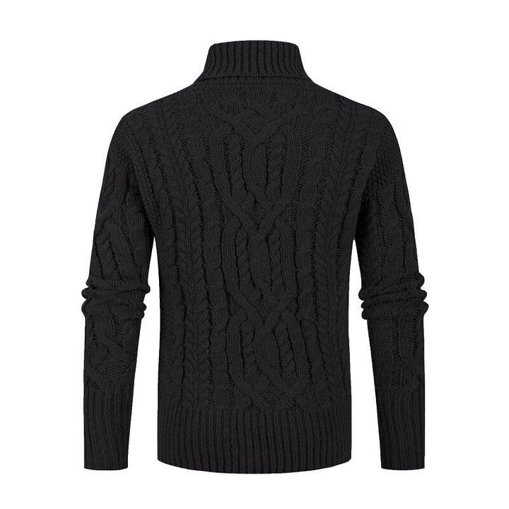 Men's chunky knit sweater with shawl collar and refined cable pattern Lisslune