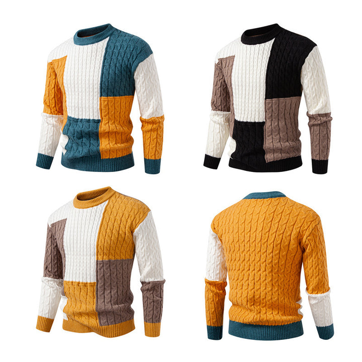 Men's stylish knitted sweater with creative color block look Lisslune