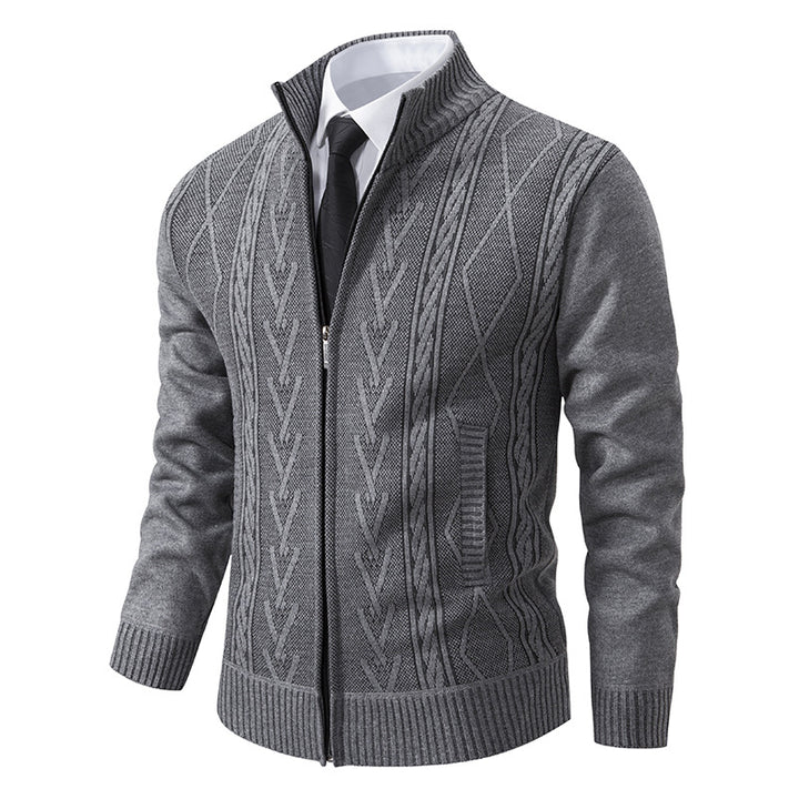 Men's cardigan with modern zipper and elegant cable structure Lisslune