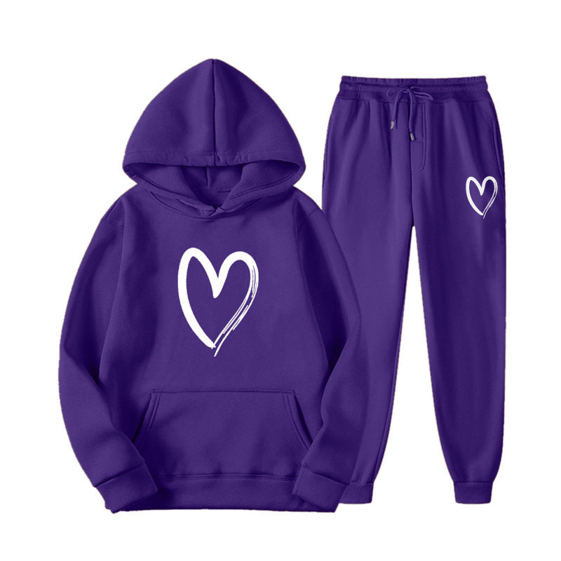 Women's sweatsuit with kangaroo pocket and heart-shaped print Lisslune