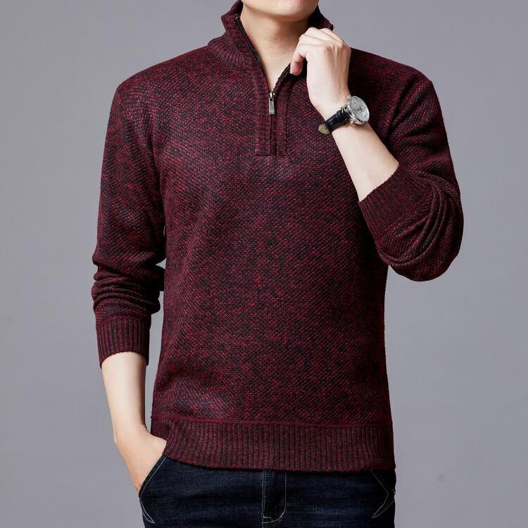 Men's knit sweater with modern stand-up collar and textured surface Lisslune