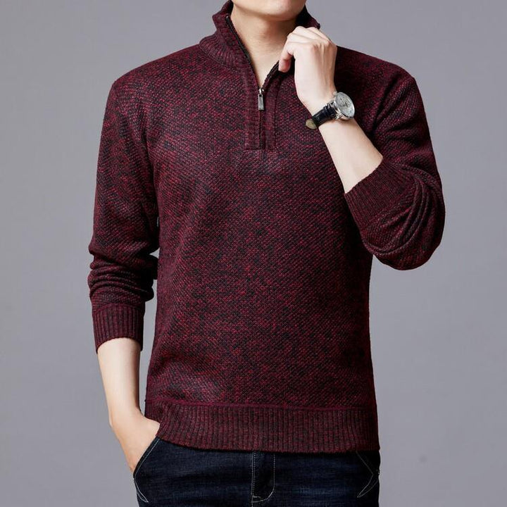 Men's knit sweater with modern stand-up collar and textured surface Lisslune