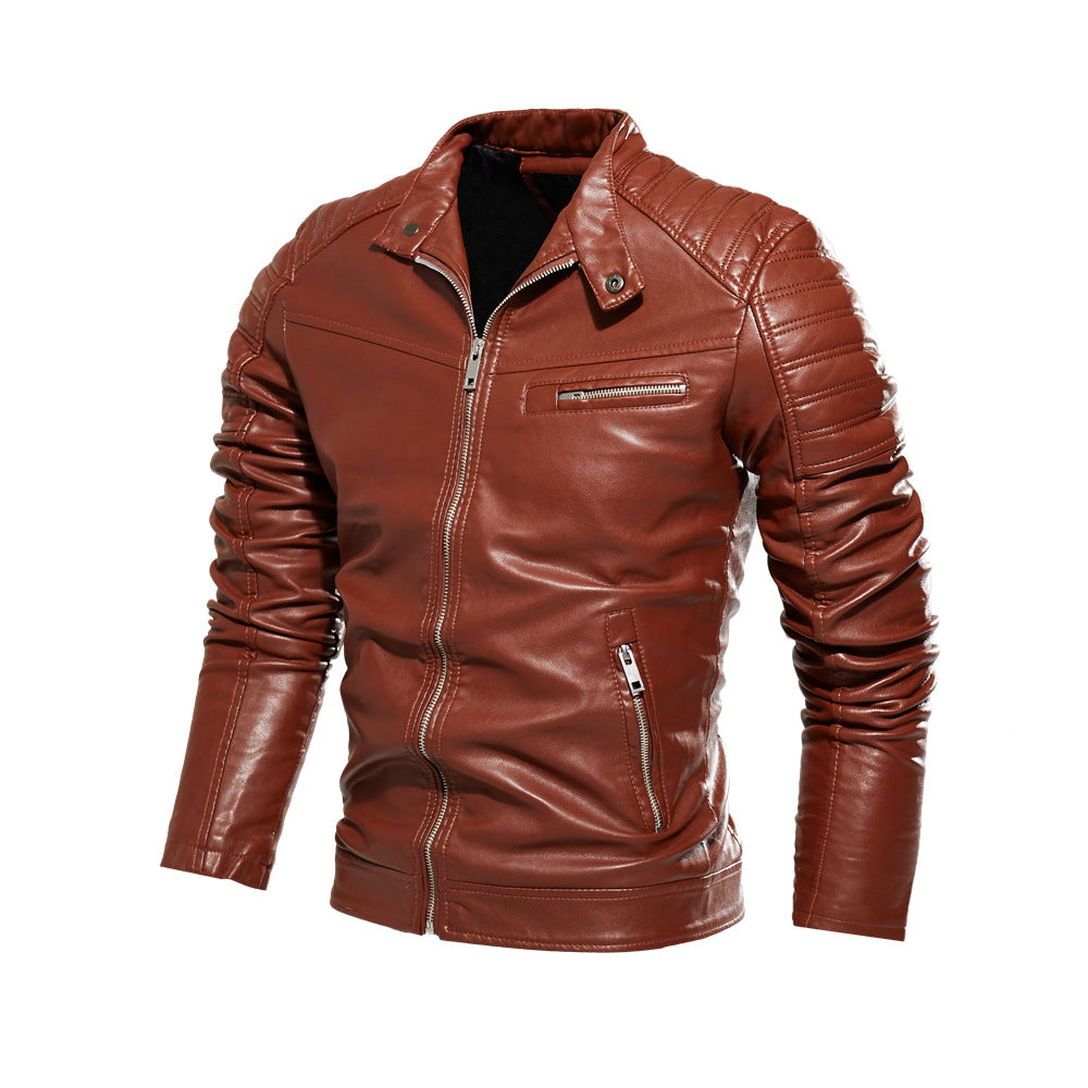 Men's synthetic leather jacket in stylish design with robust details Lisslune