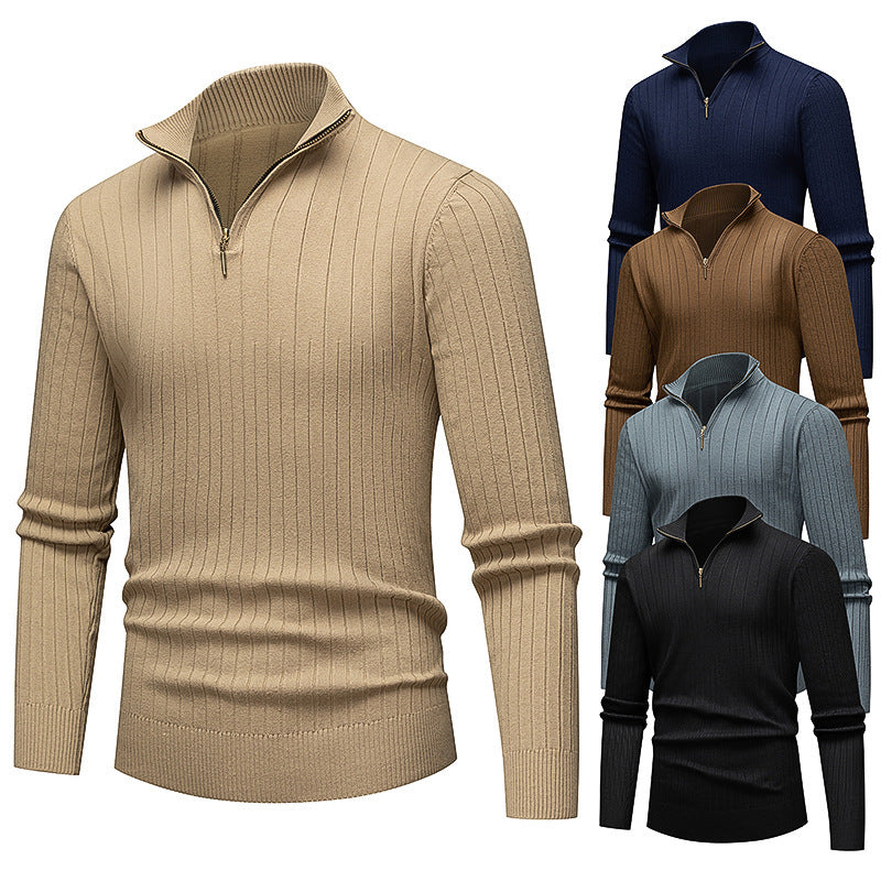 Men's high-quality knitted sweater with modern stand-up collar and zipper Lisslune