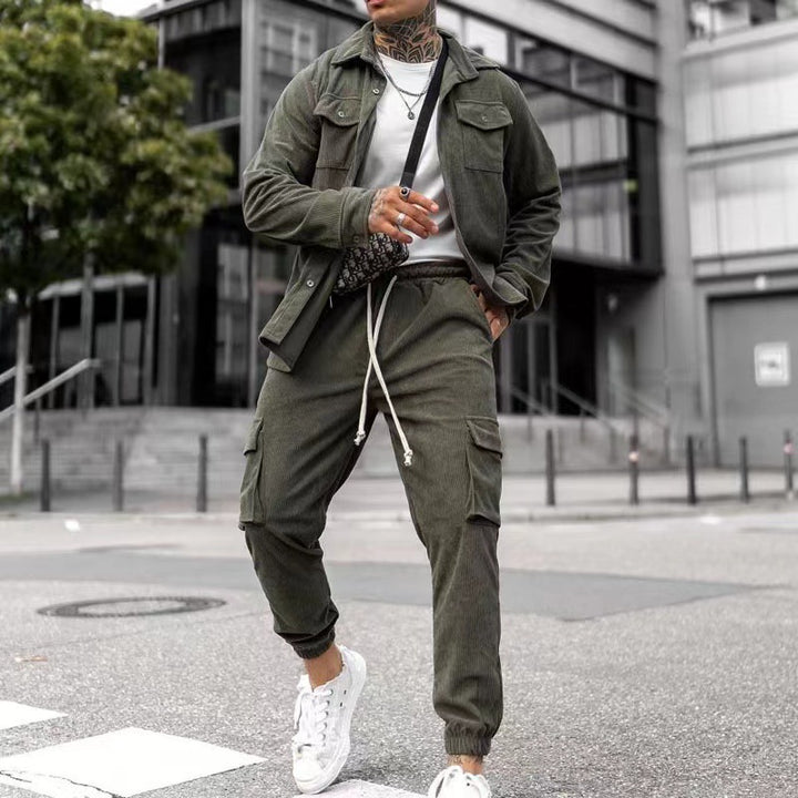 Men's stylish cargo pants with practical cut and casual jacket Lisslune