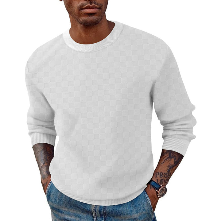 Men's crew neck knitted sweater in modern design with textured surface Lisslune