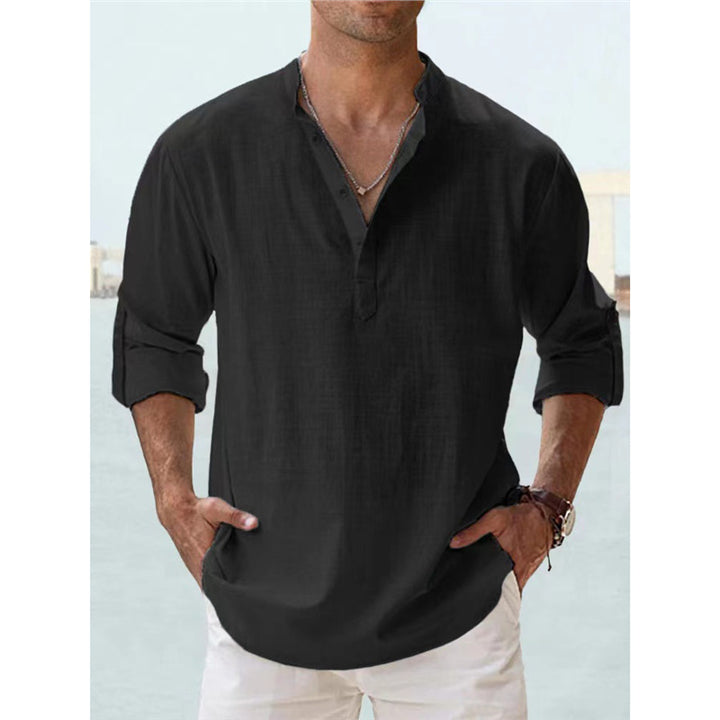 Men's Long Sleeve Henley Shirt with Casual Button Closure and High Quality Cotton Lisslune