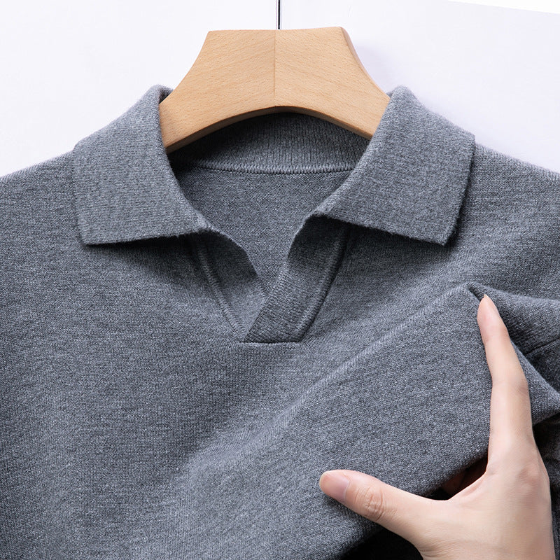 Men's Elegant Sweater with Fine V-Neck and Textured Design Lisslune