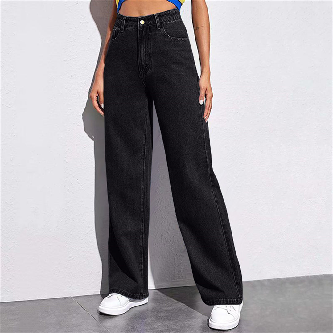 Damen Weite High-Waist Jeans im lässigen Schnitt mit eleganten Details Lisslune