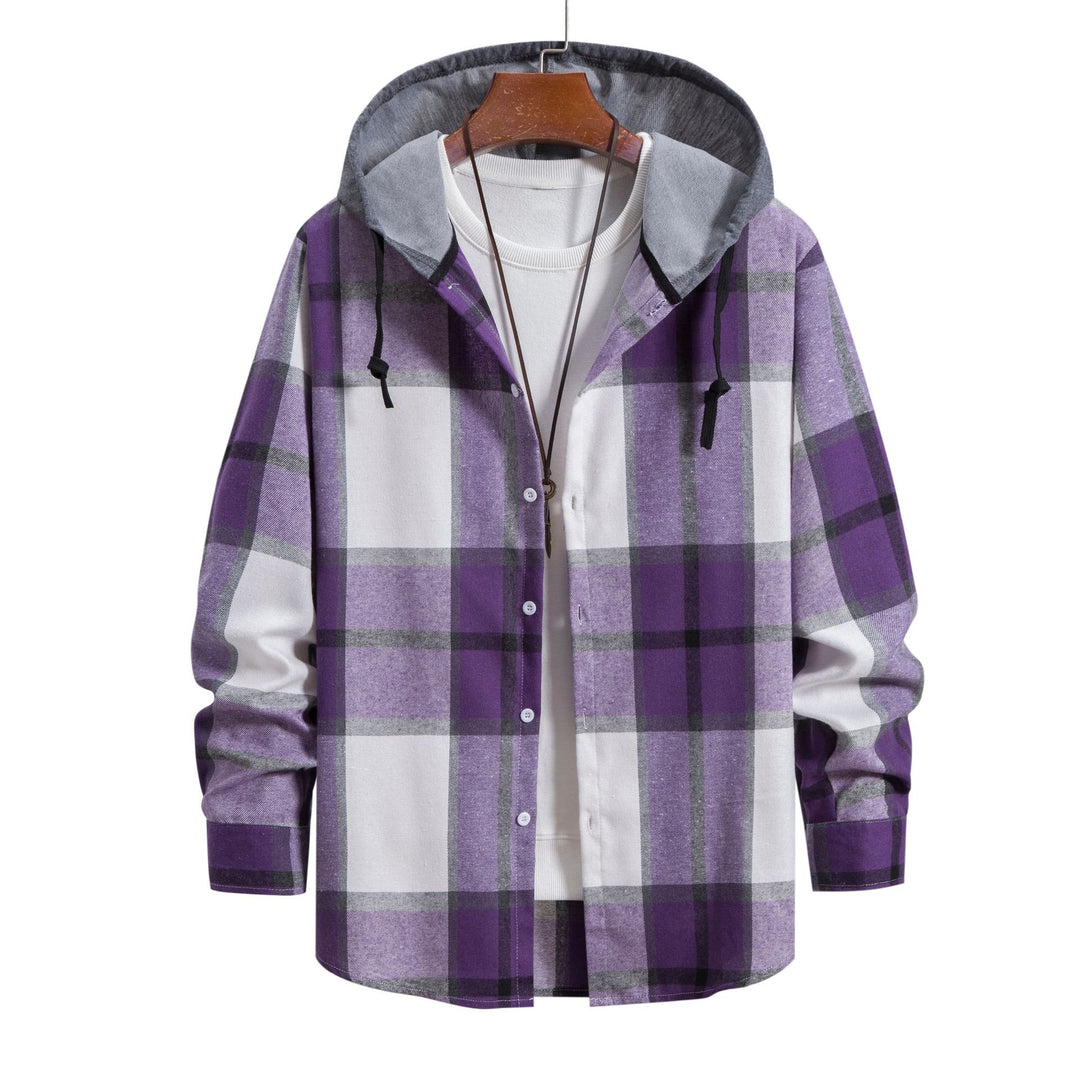 Men's Casual Flannel Jacket with Integrated Hooded Top Lisslune
