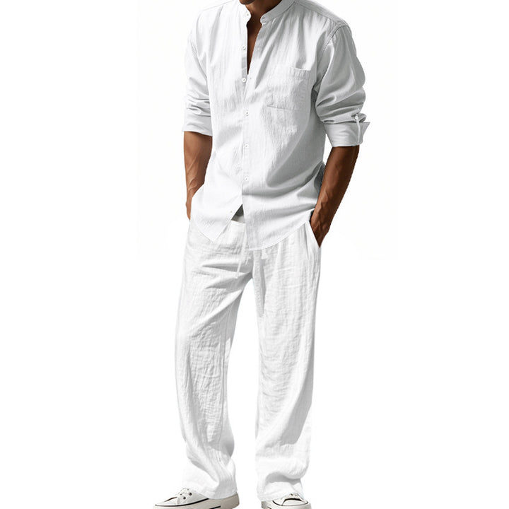 Men's casual linen suit set with practical pockets and stylish details Lisslune