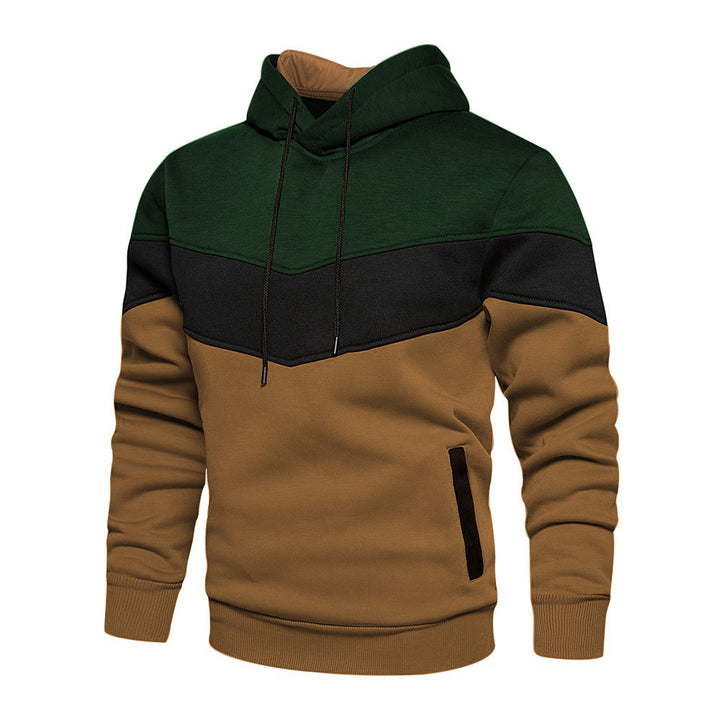 Men's Stylish Hooded Sweatshirt with Color Block Design and Side Pockets Lisslune
