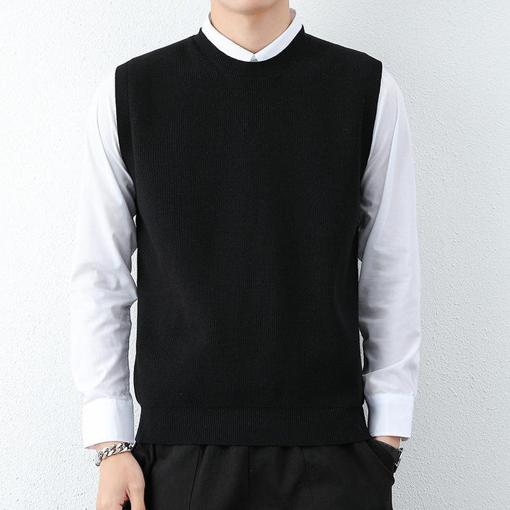 Men's Sleeveless Pullover with Fine Ribbed Structure Lisslune