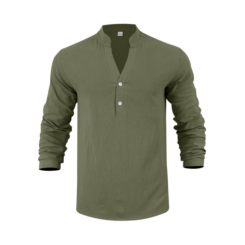 Men's Long Sleeve Henley Shirt with Modern Cut and Practical Button Placket Lisslune