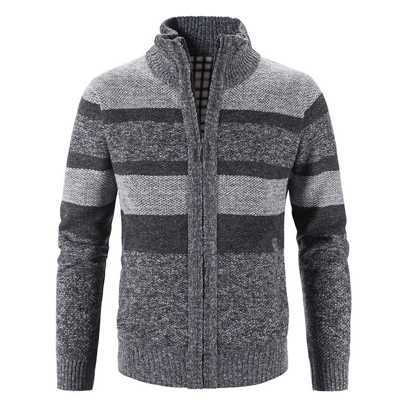Men's fashionable cardigan with stand-up collar and zipper Lisslune