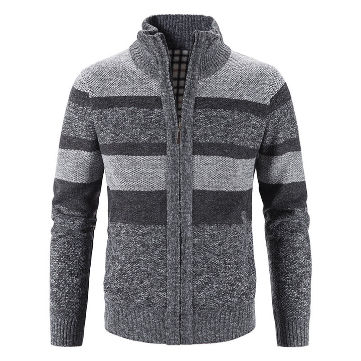 Men's fashionable cardigan with stand-up collar and zipper Lisslune