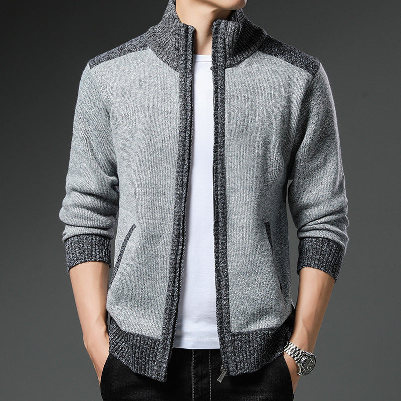 Men's cardigan with high collar and practical pockets Lisslune