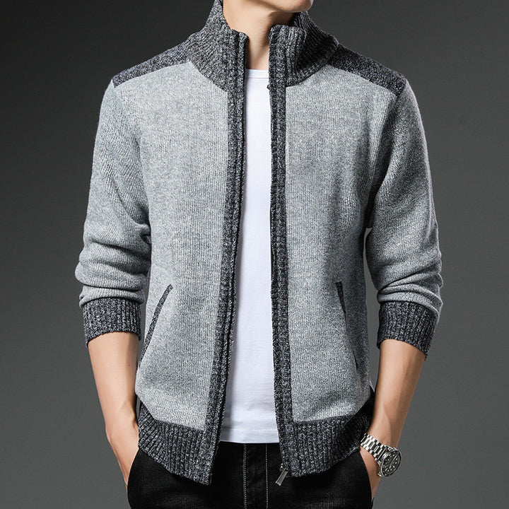 Men's cardigan with high collar and practical pockets Lisslune