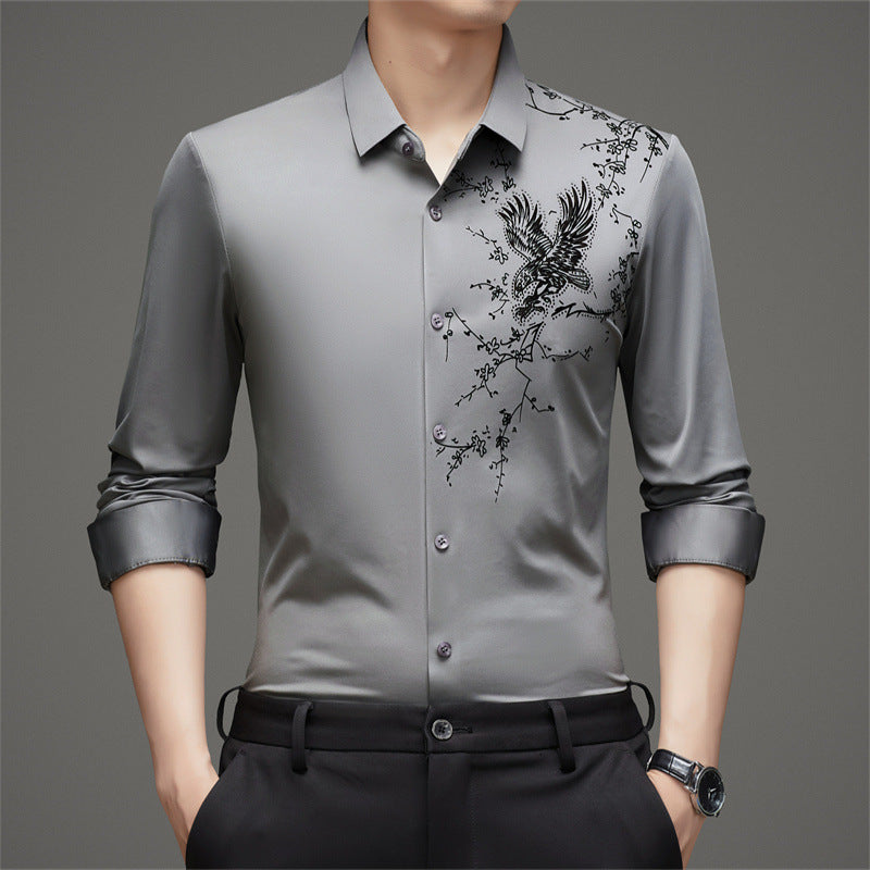 Men's long-sleeve shirt with elaborate embroidery design Lisslune