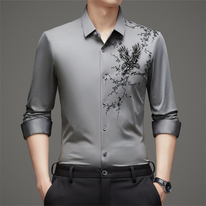 Men's long-sleeve shirt with elaborate embroidery design Lisslune