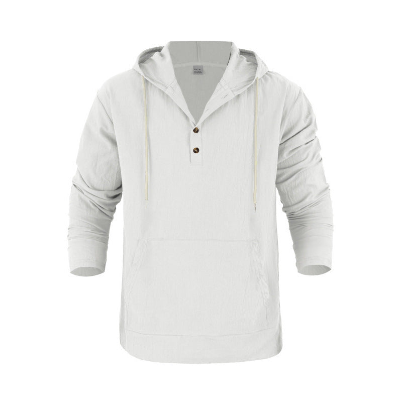 Men's casual hoodie with button placket and kangaroo pocket Lisslune