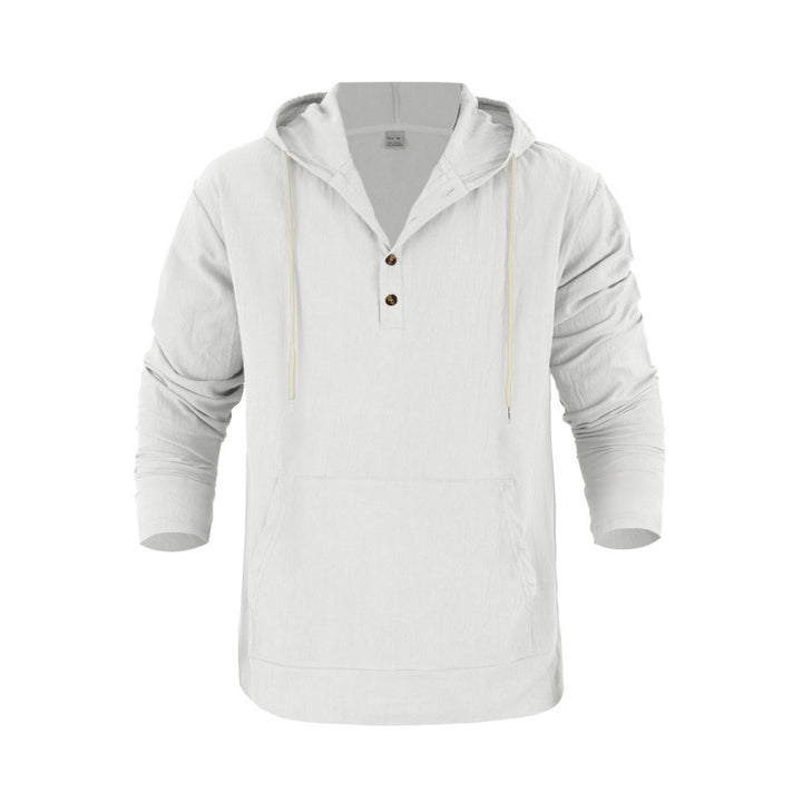 Men's casual hoodie with button placket and kangaroo pocket Lisslune
